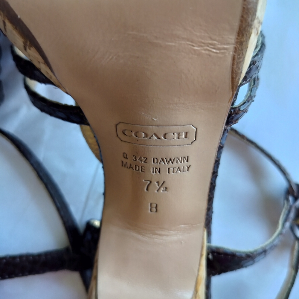 Coach Dawn Black Tan Open Toe Strappy Sandal 7.5 - Picture 11 of 12